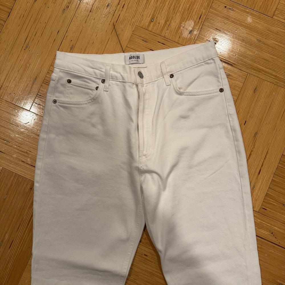 NWT AGOLDE Riley High Rise White Jeans - Size 30 - Picture 6 of 8